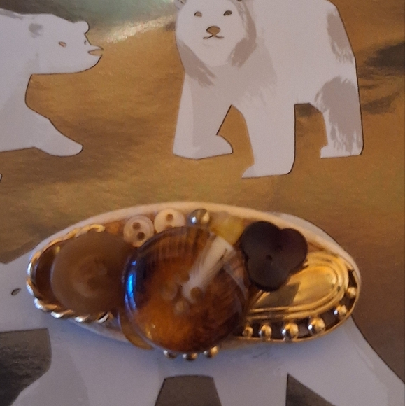 Lori Scena OOAK signed vintage button brooch - Picture 3 of 6